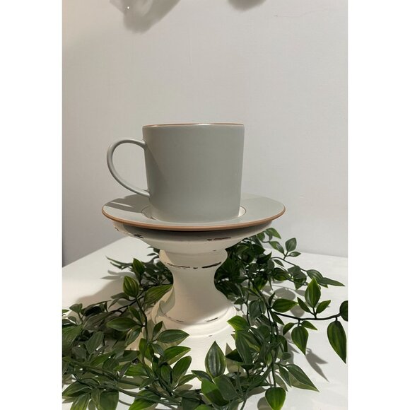 Crate & Barrel Green Ceramic Mug & Saucer Set - Picture 1 of 12